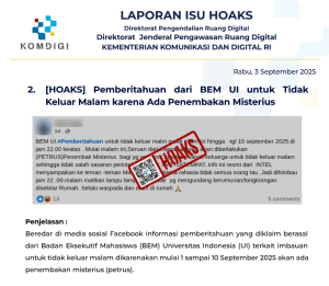 Isu Hoaks 3 September 2025