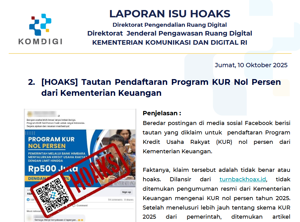 Isu Hoaks & Disinformasi 10 Oktober 2025