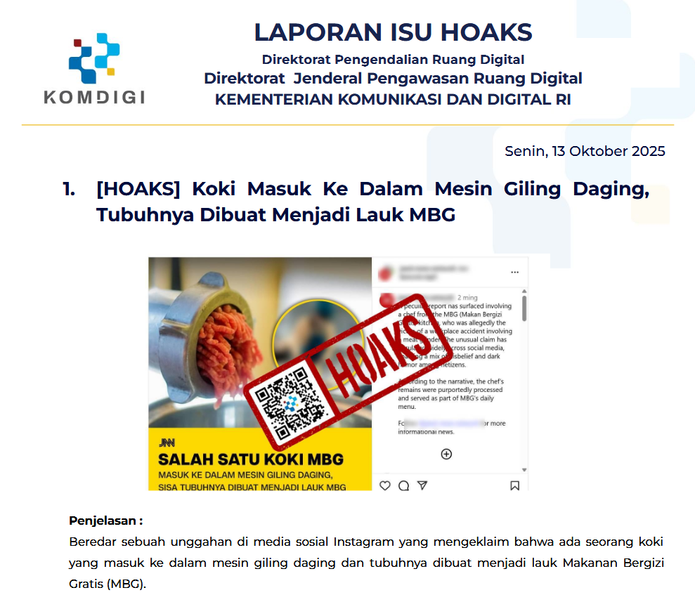 Isu Hoaks & Disinformasi 13 Oktober 2025