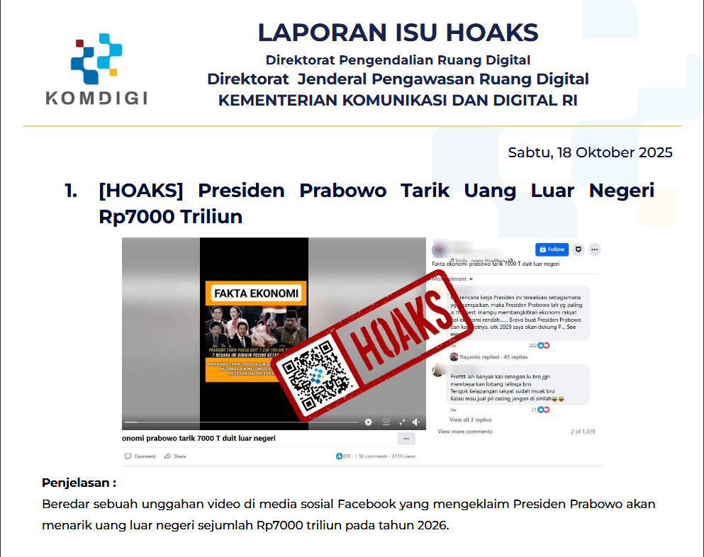 Isu Hoaks & Disinformasi 18 Oktober 2025