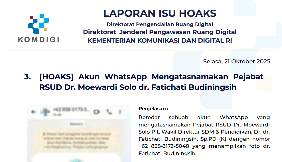 Isu Hoaks & Disinformasi 21 Oktober 2025