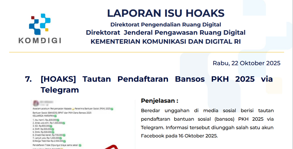Isu Hoaks & Disinformasi 22 Oktober 2025