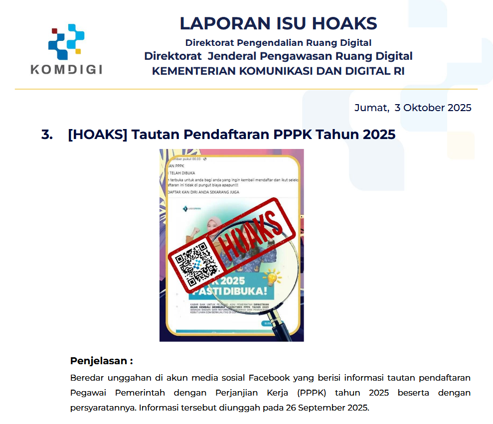 Isu Hoaks & Disinformasi 3 Oktober 2025