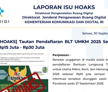 Isu Hoaks & Disinformasi 30 September 2025