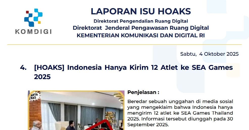 Isu Hoaks & Disinformasi 4 Oktober 2025