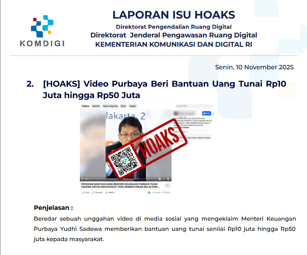 Isu Hoaks & Disinformasi 10 November 2025