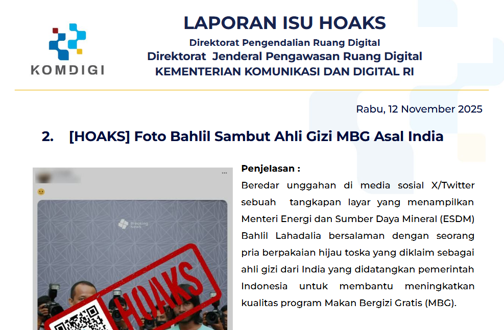 Isu Hoaks & Disinformasi 12 November 2025