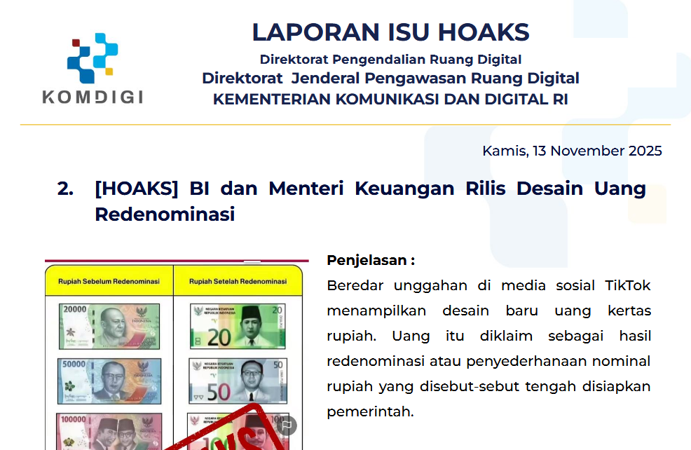 Isu Hoaks & Disinformasi 13 November 2025