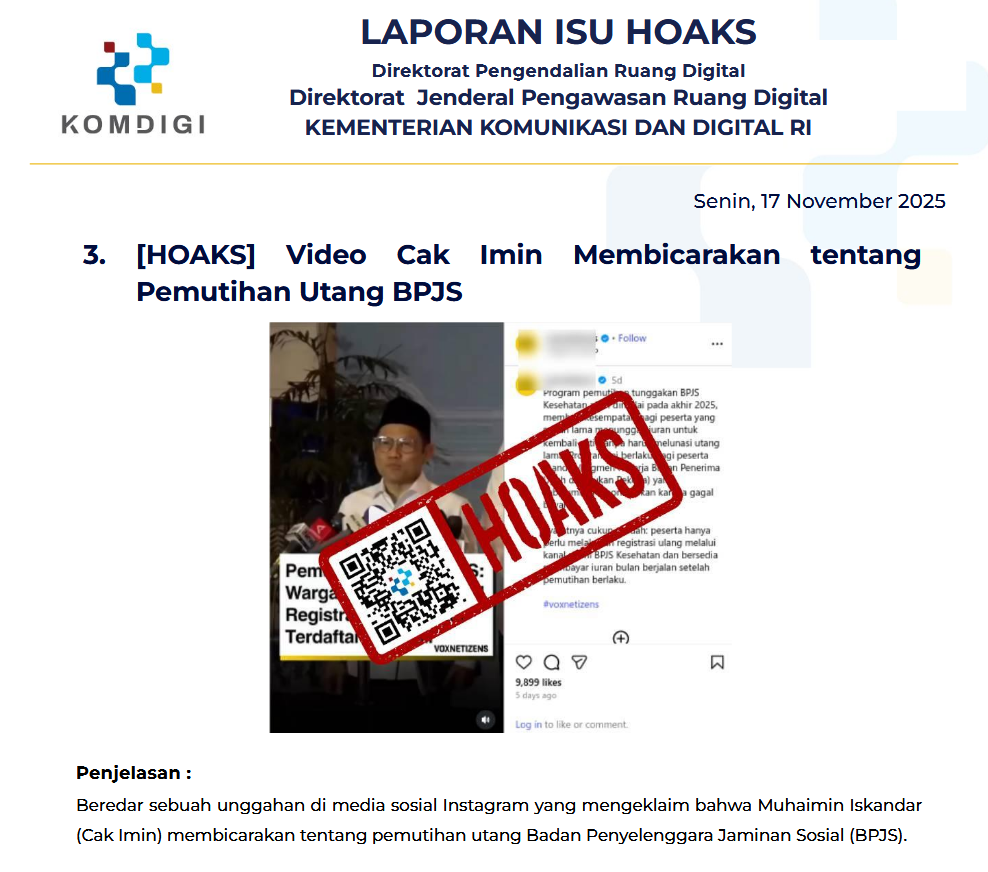 Isu Hoaks & Disinformasi 17 November 2025