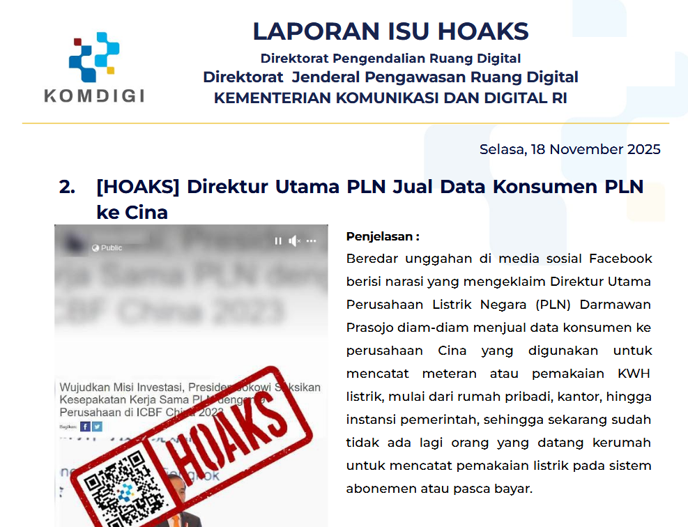 Isu Hoaks & Disinformasi 18 November 2025