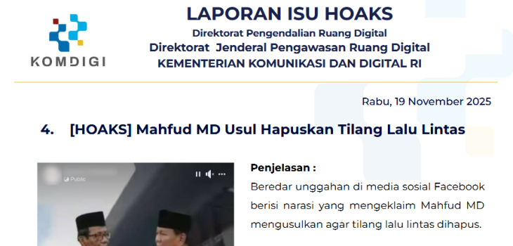 Isu Hoaks & Disinformasi 19 November 2025