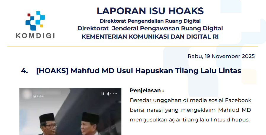 Isu Hoaks & Disinformasi 19 November 2025