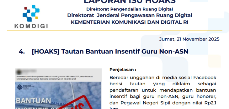 Isu Hoaks & Disinformasi 21 November 2025
