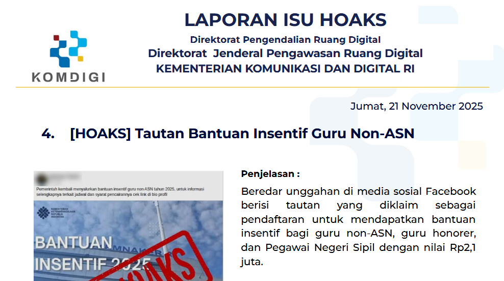 Isu Hoaks & Disinformasi 21 November 2025