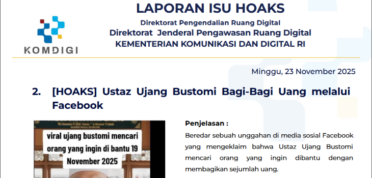 Isu Hoaks & Disinformasi 23 November 2025