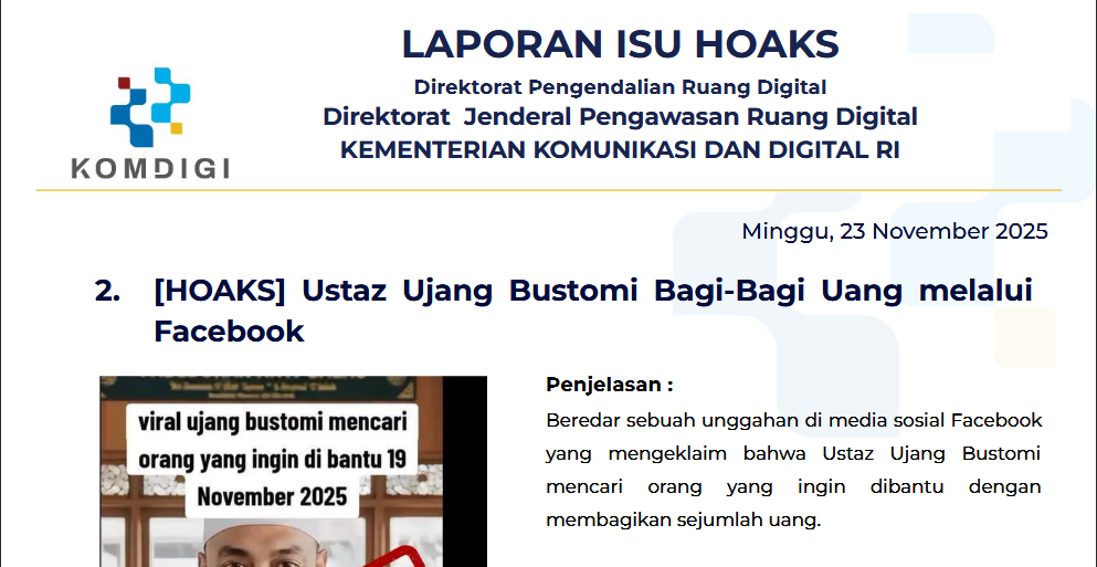 Isu Hoaks & Disinformasi 23 November 2025