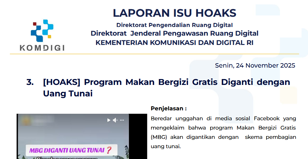 Isu Hoaks & Disinformasi 24 November 2025