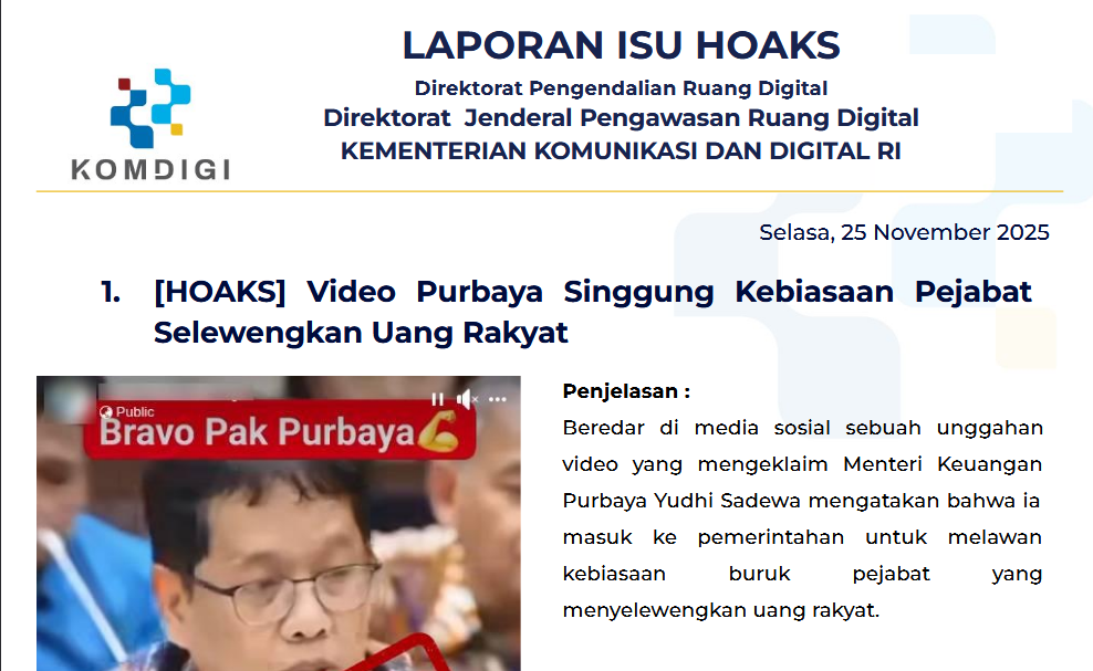 Isu Hoaks & Disinformasi 25 November 2025