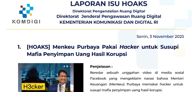 Isu Hoaks & Disinformasi 3 November 2025