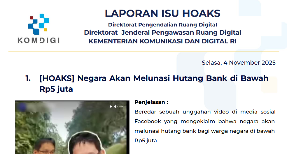 Isu Hoaks & Disinformasi 4 November 2025
