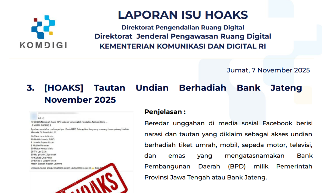 Isu Hoaks & Disinformasi 7 November 2025