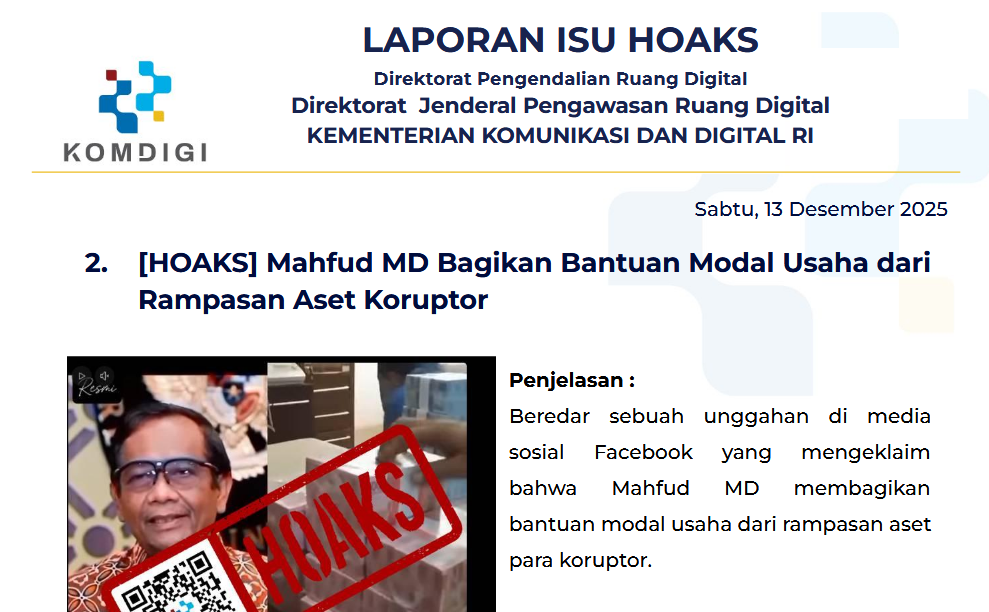 Isu Hoaks & Disinformasi 13 Desember 2025