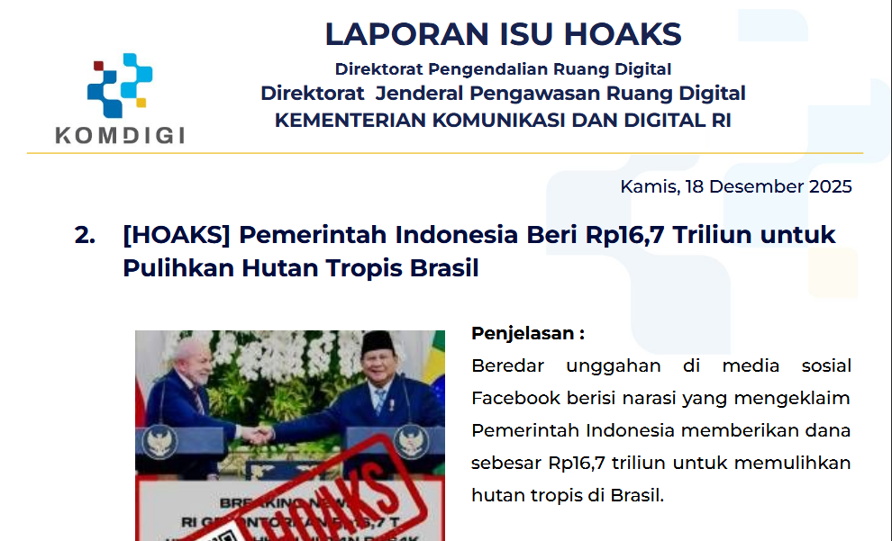 Isu Hoaks & Disinformasi 18 Desember 2025