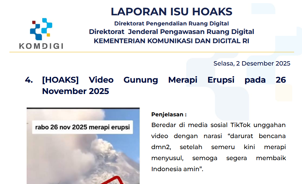 Isu Hoaks & Disinformasi 2 Desember 2025