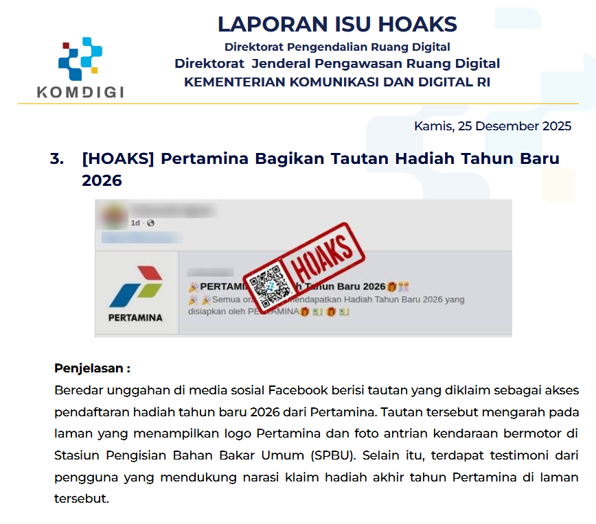 Isu Hoaks & Disinformasi 25 Desember 2025