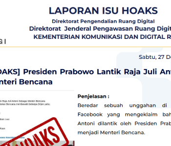 Isu Hoaks & Disinformasi 27 Desember 2025
