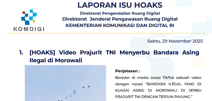 Isu Hoaks & Disinformasi 29 November 2025