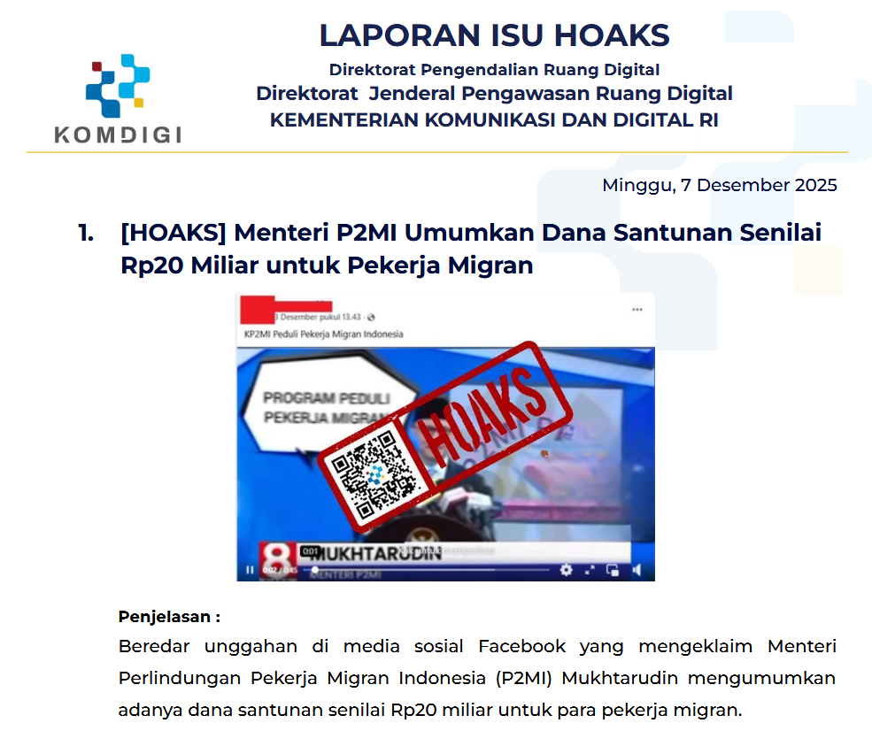 Isu Hoaks & Disinformasi 7 Desember 2025