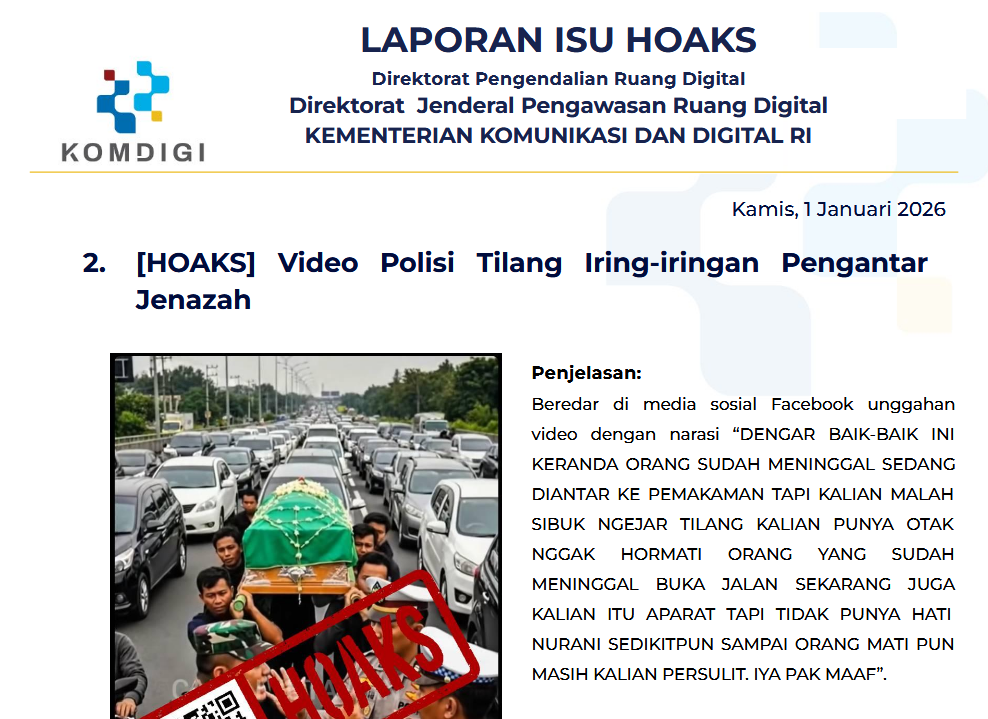 Isu Hoaks & Disinformasi 1 Januari 2026