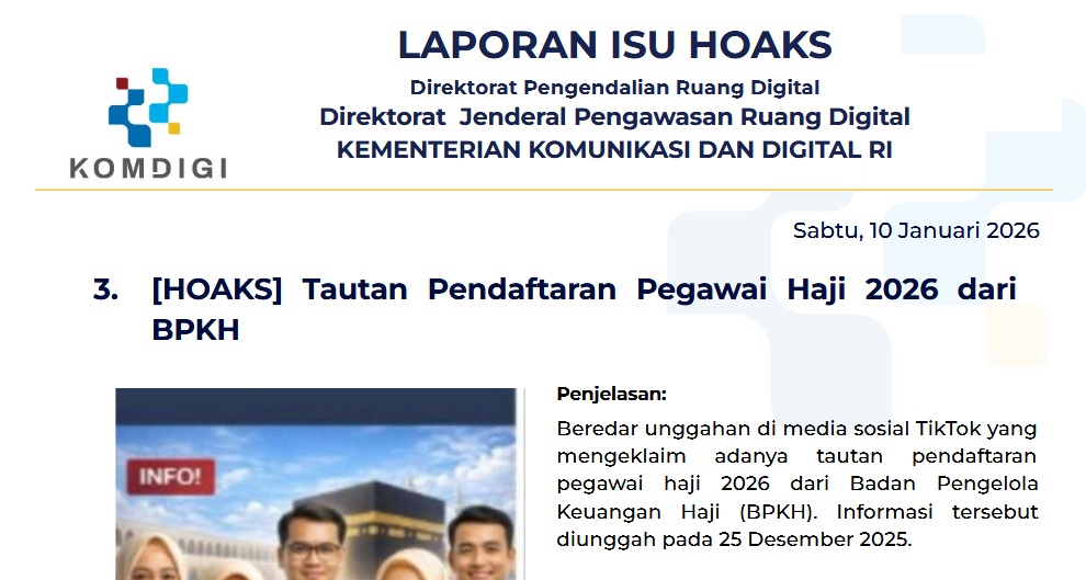 Isu Hoaks & Disinformasi 10 Januari 2026