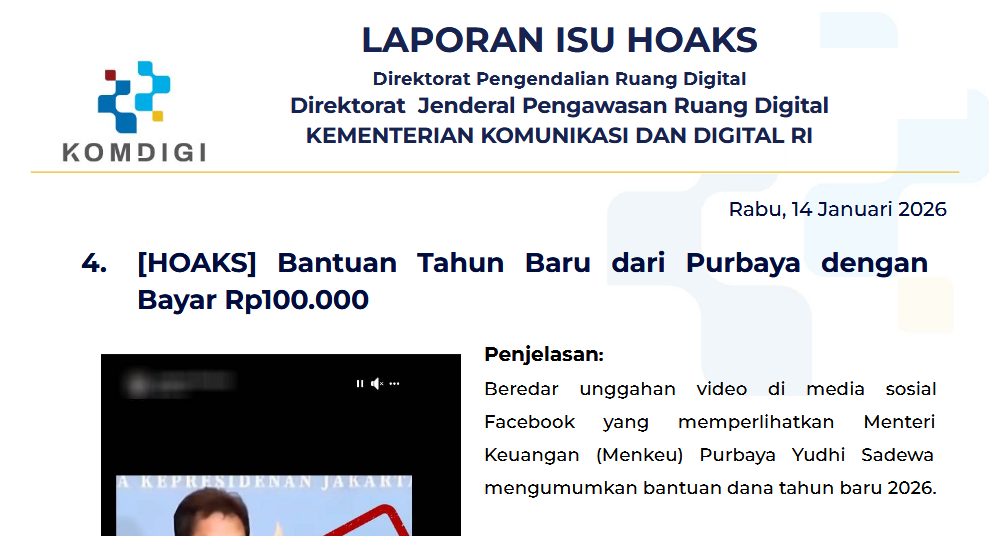 Isu Hoaks & Disinformasi 14 Januari 2026