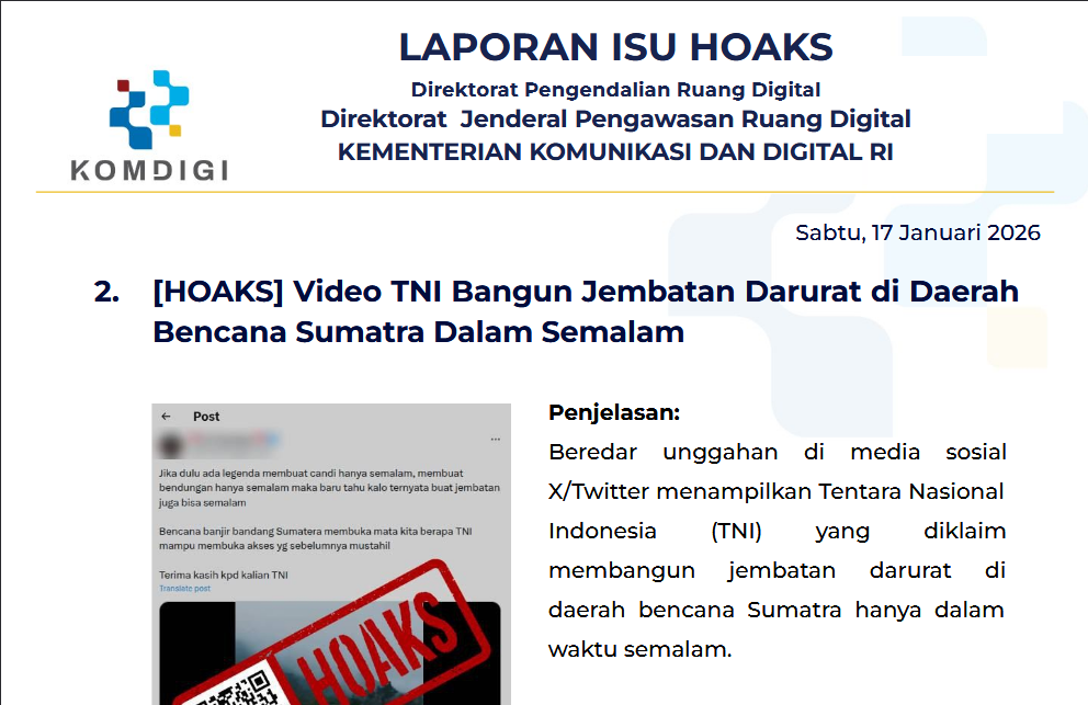Isu Hoaks & Disinformasi 17 Januari 2026