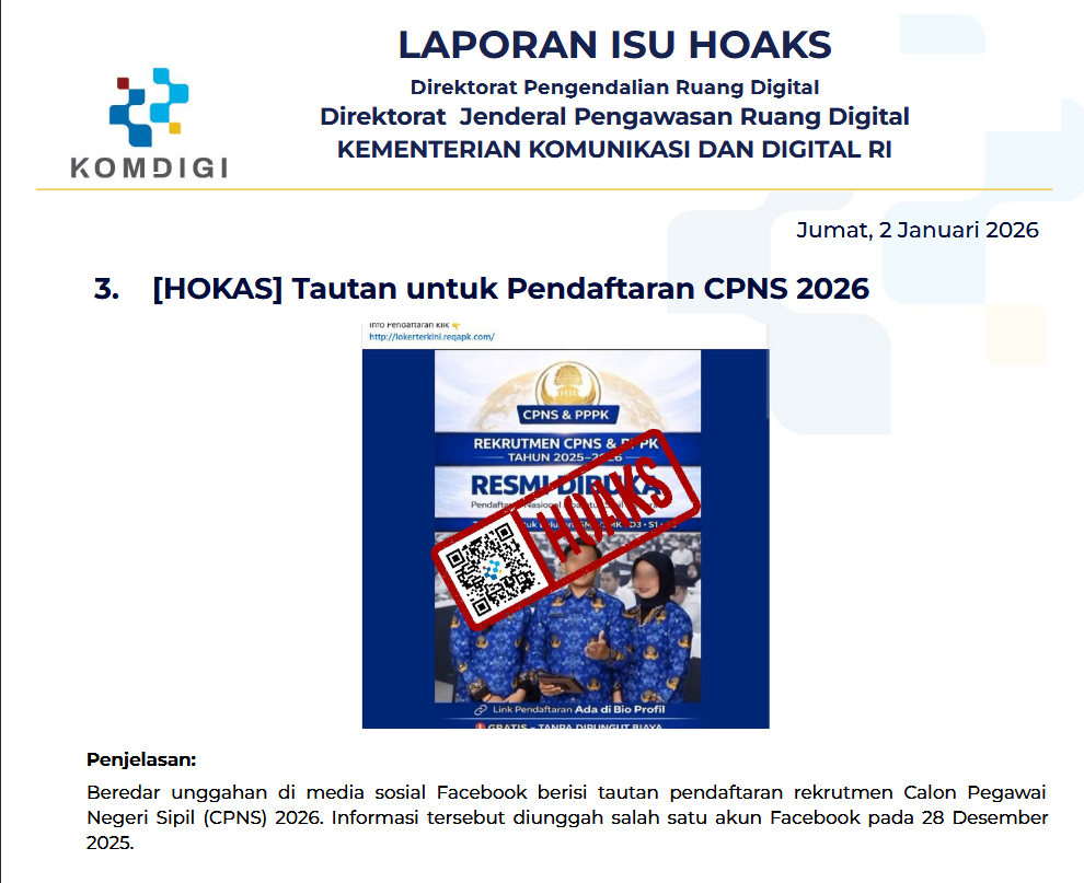 Isu Hoaks & Disinformasi 2 Januari 2026