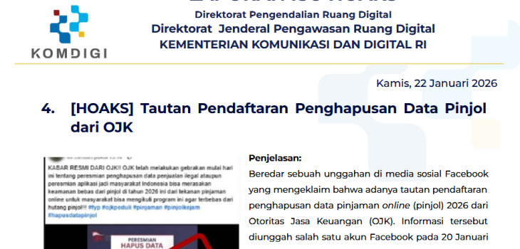 Isu Hoaks & Disinformasi 22 Januari 2026