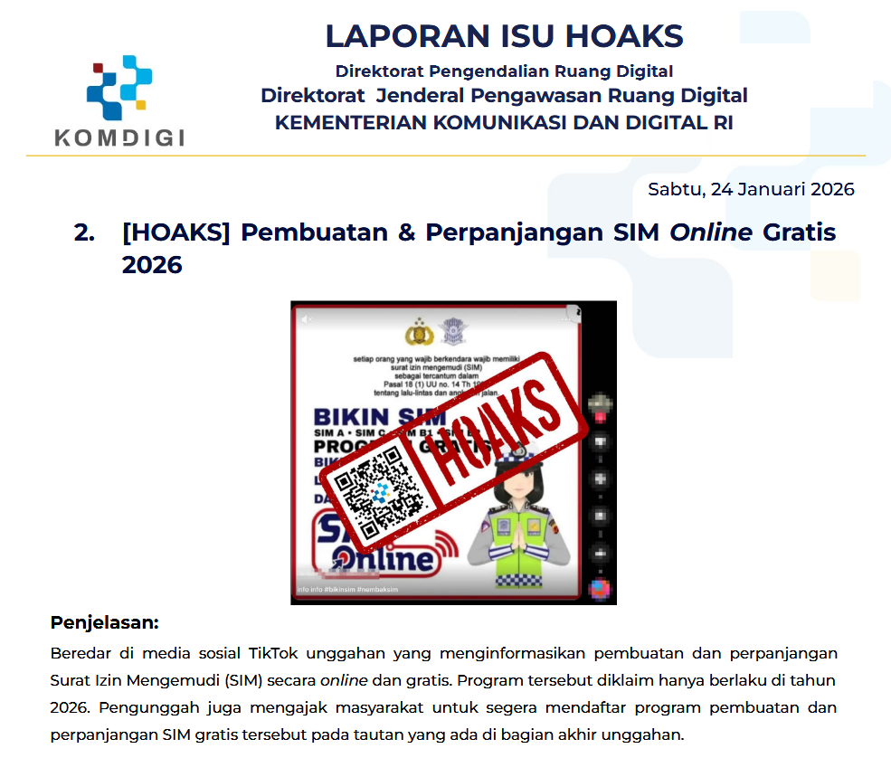 Isu Hoaks & Disinformasi 24 Januari 2026