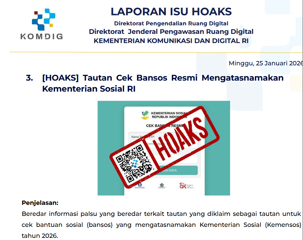 Isu Hoaks & Disinformasi 25 Januari 2026