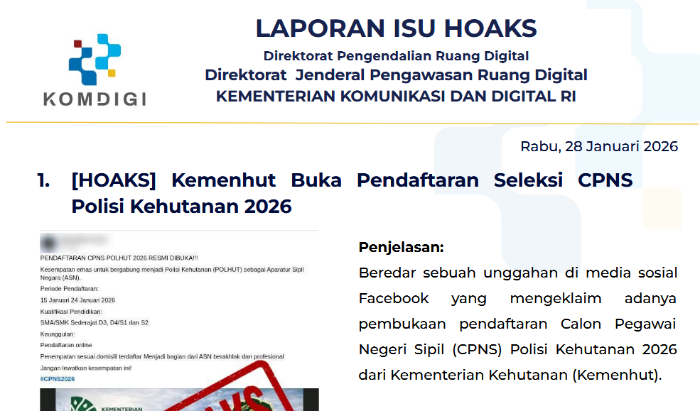Isu Hoaks & Disinformasi 28 Januari 2026