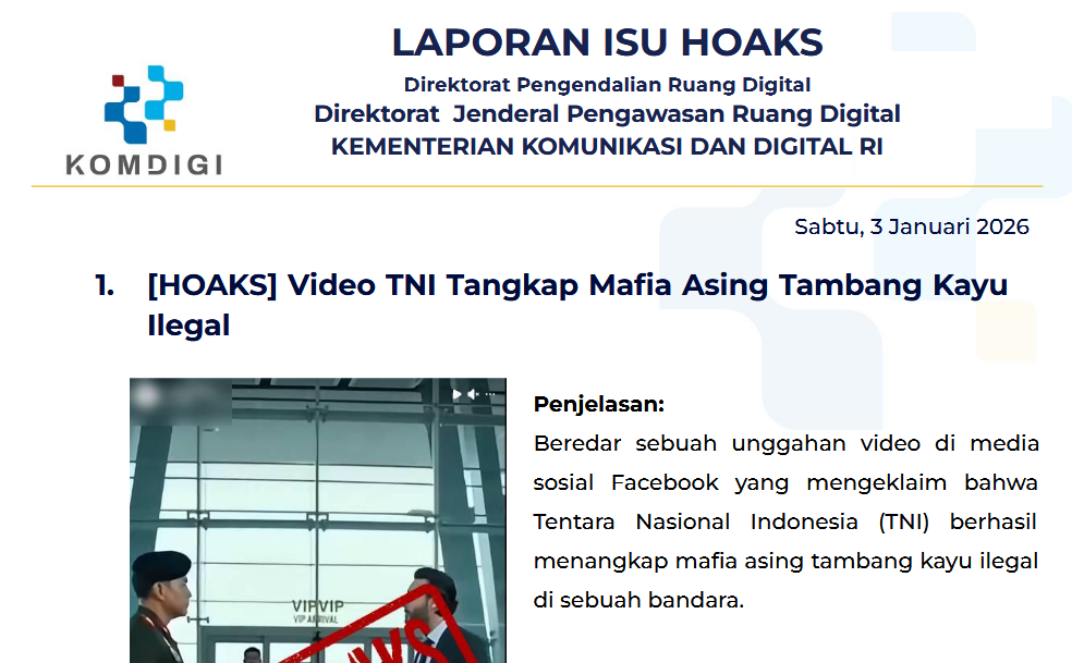 Isu Hoaks & Disinformasi 3 Januari 2026