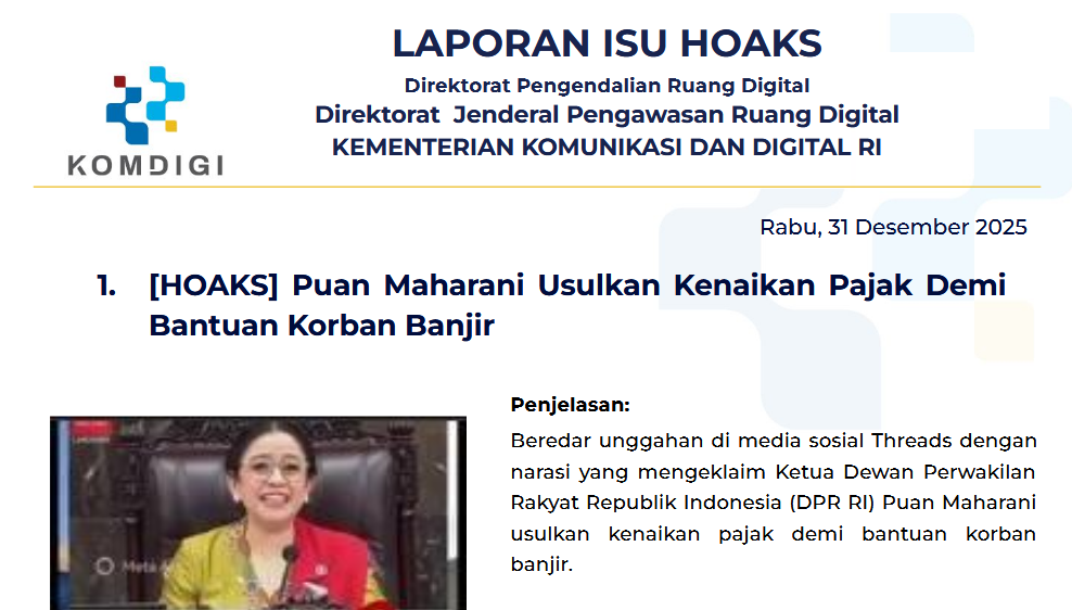 Isu Hoaks & Disinformasi 31 Desember 2025
