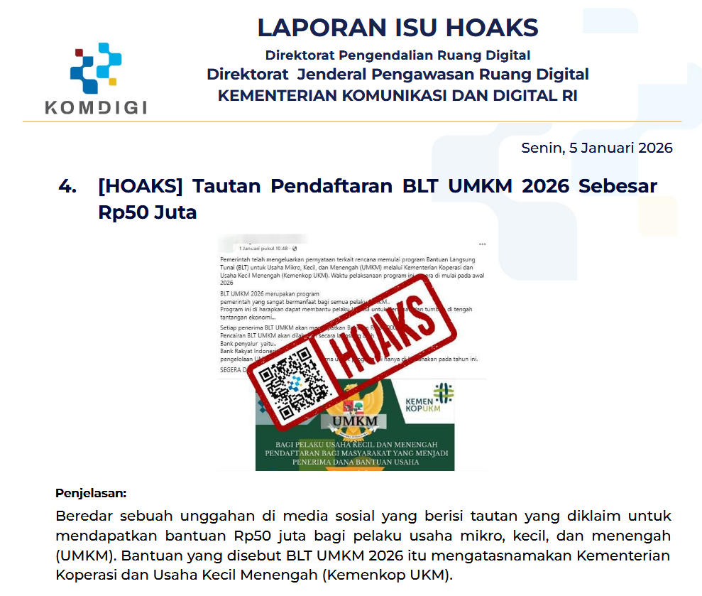 Isu Hoaks & Disinformasi 5 Januari 2026