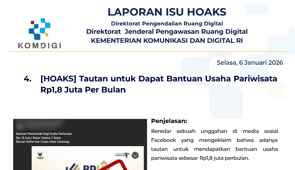 Isu Hoaks & Disinformasi 6 Januari 2026