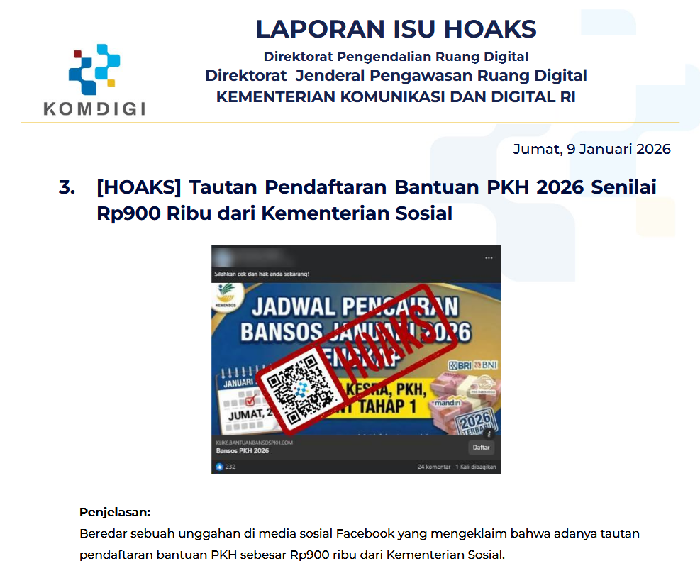 Isu Hoaks & Disinformasi 9 Januari 2026