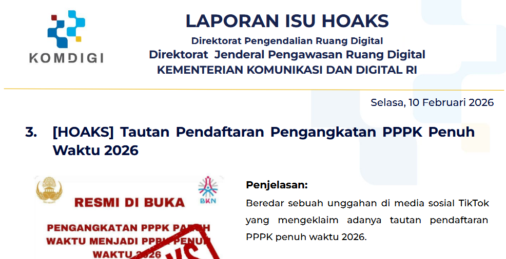 Isu Hoaks & Disinformasi 10 Februari 2026
