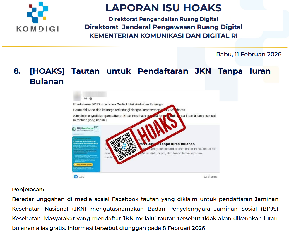 Isu Hoaks & Disinformasi 11 Februari 2026