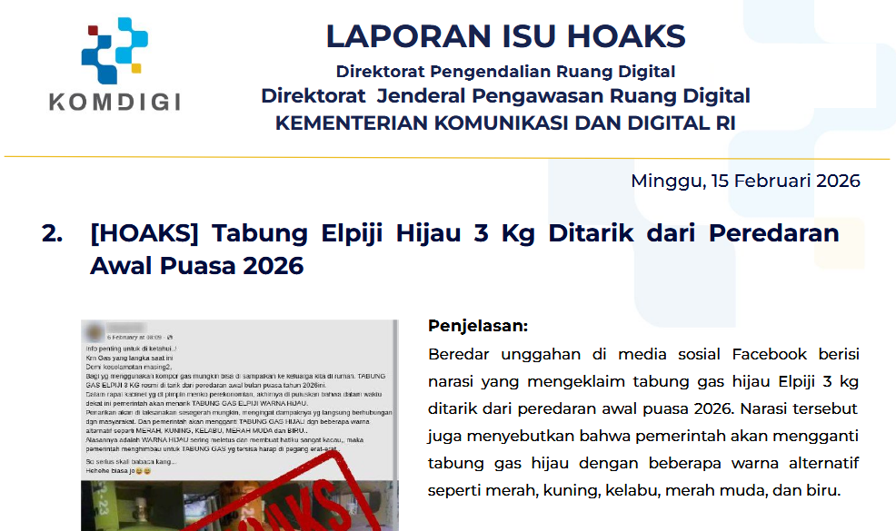 Isu Hoaks & Disinformasi 15 Februari 2026