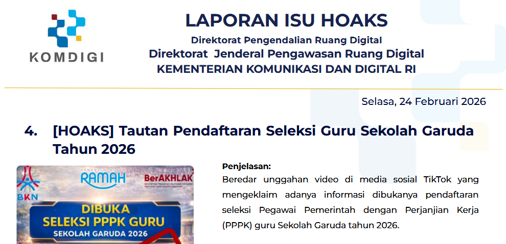 Isu Hoaks & Disinformasi 24 Februari 2026